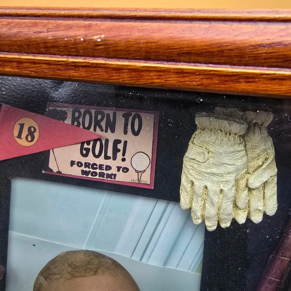 Vintage Golf Theme 3D Wood Shadow Box Picture Frame Wall Hanging Tabletop
